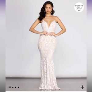 Windsor white maxi lace dress - size small